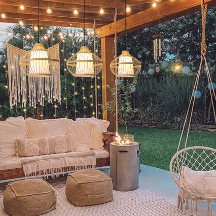 Ljuskrona med textilsladd PINCHOS 1xE27/40W/230V diameter 40 cm bambu