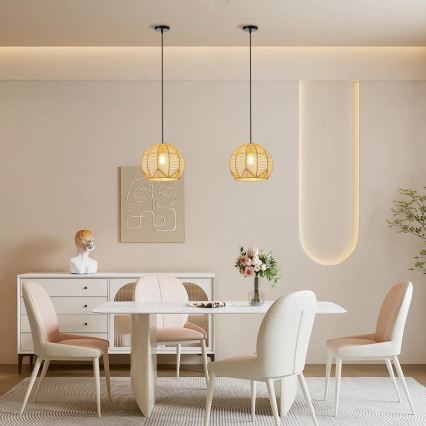 Ljuskrona med textilsladd PELO 1xE27/40W/230V diameter 30 cm rotting