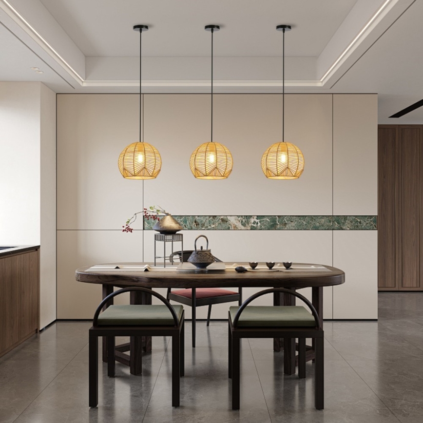 Ljuskrona med textilsladd PELO 1xE27/40W/230V diameter 30 cm rotting