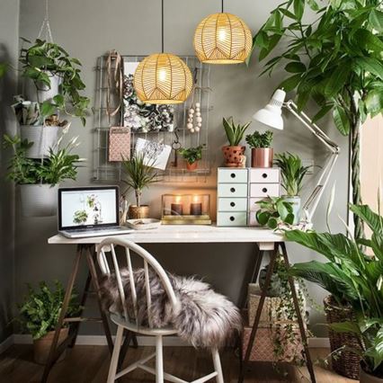 Ljuskrona med textilsladd PELO 1xE27/40W/230V diameter 30 cm rotting