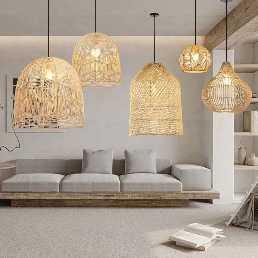 Ljuskrona med textilsladd PELO 1xE27/40W/230V diameter 30 cm rotting