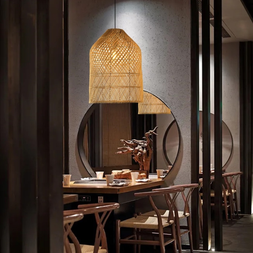 Ljuskrona med textilsladd PELO 1xE27/40W/230V diameter 35 cm rotting