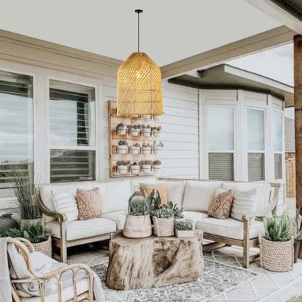 Ljuskrona med textilsladd PELO 1xE27/40W/230V diameter 35 cm rotting