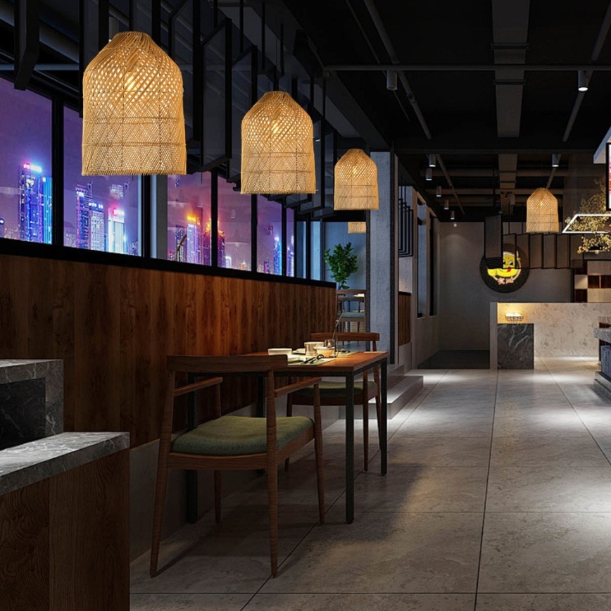 Ljuskrona med textilsladd PELO 1xE27/40W/230V diameter 35 cm rotting