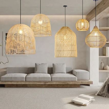 Ljuskrona med textilsladd PELO 1xE27/40W/230V diameter 40 cm rotting