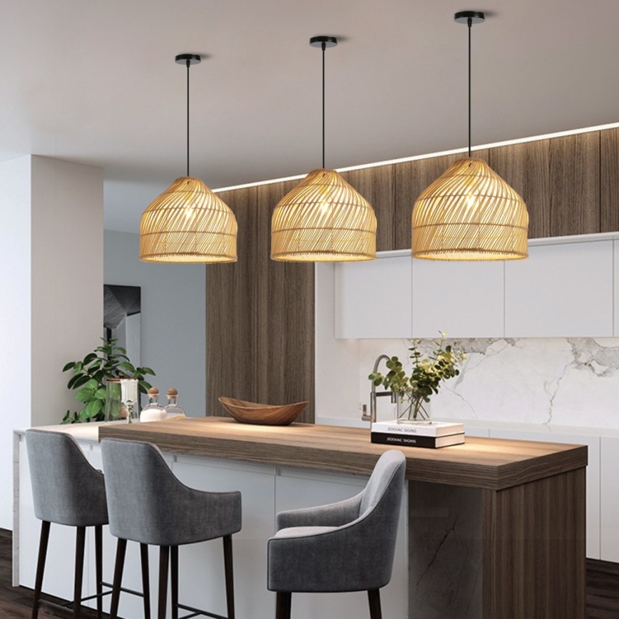 Ljuskrona med textilsladd PELO 1xE27/40W/230V diameter 40 cm rotting