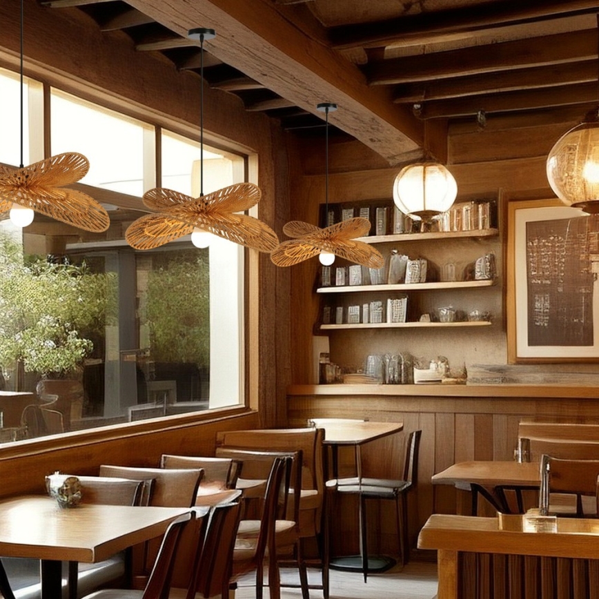 Ljuskrona med textilsladd MARIPOSA 1xE27/40W/230V diameter 50 cm jute