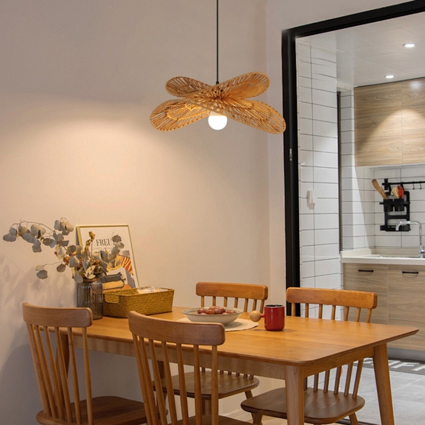 Ljuskrona med textilsladd MARIPOSA 1xE27/40W/230V diameter 50 cm jute