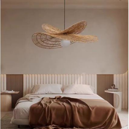 Ljuskrona med textilsladd MARIPOSA 1xE27/40W/230V diameter 80 cm jute