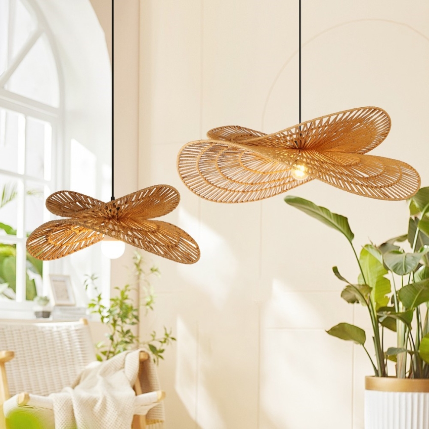 Ljuskrona med textilsladd MARIPOSA 1xE27/40W/230V diameter 80 cm jute