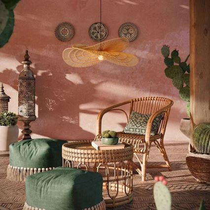 Ljuskrona med textilsladd MARIPOSA 1xE27/40W/230V diameter 80 cm jute