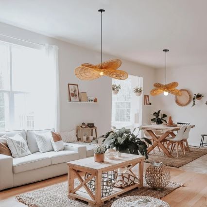 Ljuskrona med textilsladd MARIPOSA 1xE27/40W/230V diameter 80 cm jute