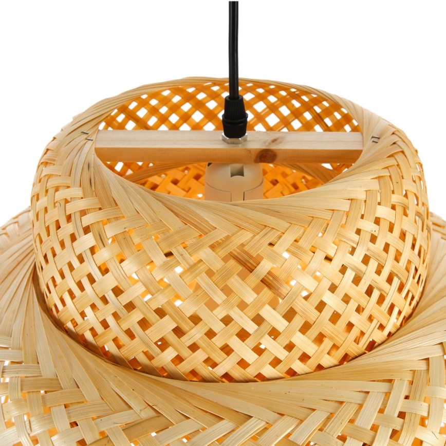 Ljuskrona med textilsladd HILO 1xE27/40W/230V diameter 47 cm bambu