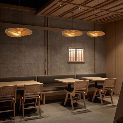 Ljuskrona med textilsladd HILO 1xE27/40W/230V diameter 80 cm bambu