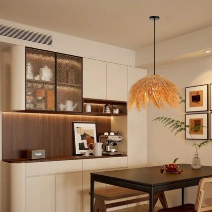 Ljuskrona med textilsladd NATURALEZA 1xE27/40W/230V diameter 55 cm rotting