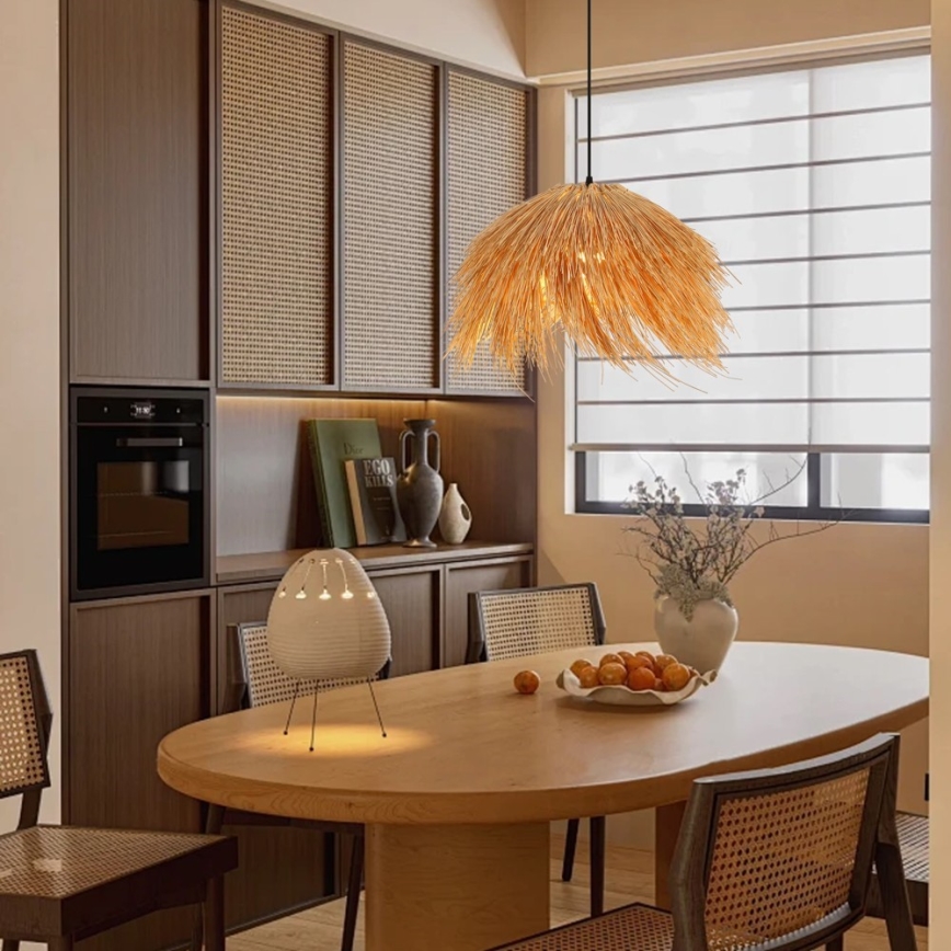 Ljuskrona med textilsladd NATURALEZA 1xE27/40W/230V diameter 55 cm rotting