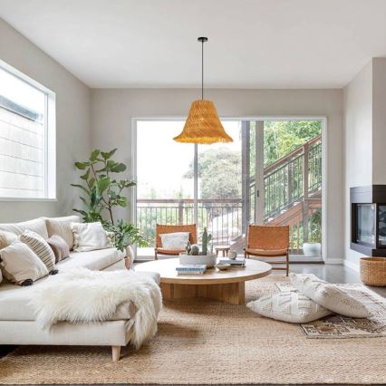 Ljuskrona med textilsladd NATURALEZA 1xE27/40W/230V diameter 45 cm rotting