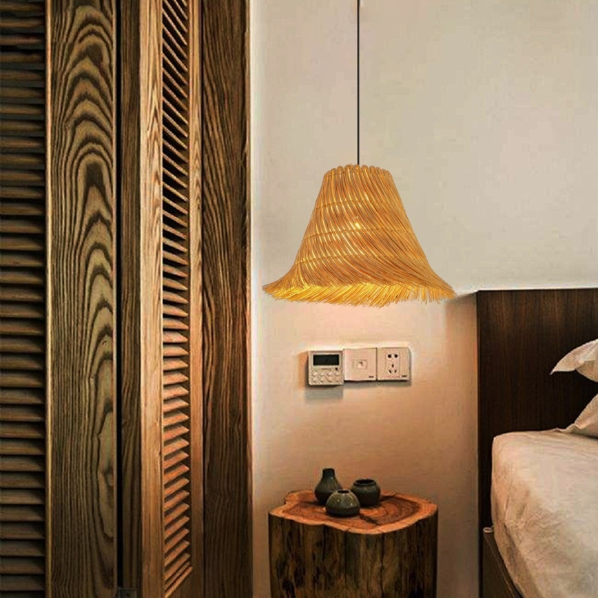 Ljuskrona med textilsladd NATURALEZA 1xE27/40W/230V diameter 45 cm rotting