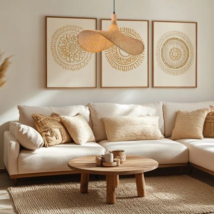 Immax 08289L - Ljuskrona med textilsladd SOMBRERO 1xE27/40W/230V diameter 70 cm rotting