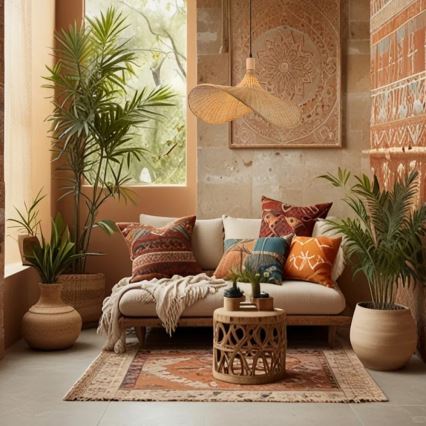 Immax 08289L - Ljuskrona med textilsladd SOMBRERO 1xE27/40W/230V diameter 70 cm rotting