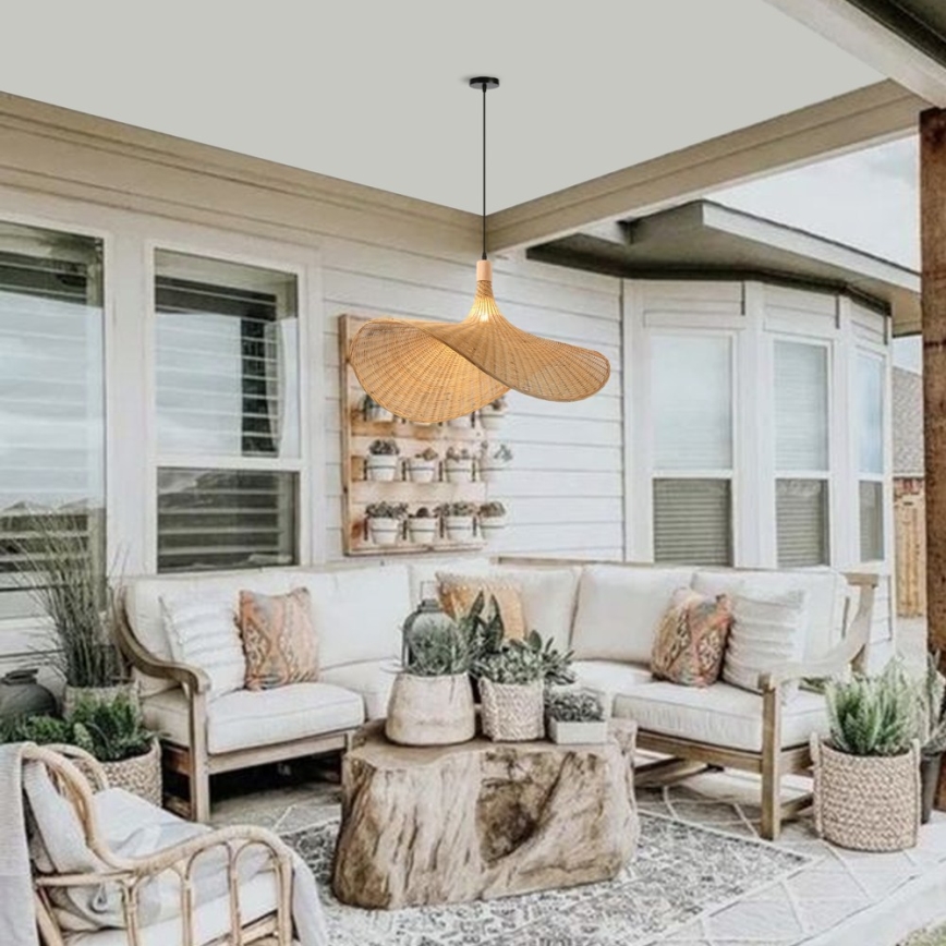 Immax 08290L - Ljuskrona med textilsladd SOMBRERO 1xE27/40W/230V diameter 80 cm rotting