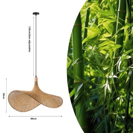 Immax 08290L - Ljuskrona med textilsladd SOMBRERO 1xE27/40W/230V diameter 80 cm rotting