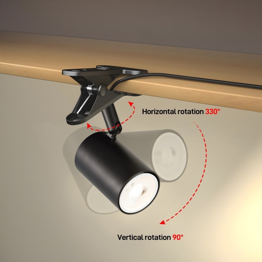 Klämlampa PUNTO 1xGU10/9W/230V svart