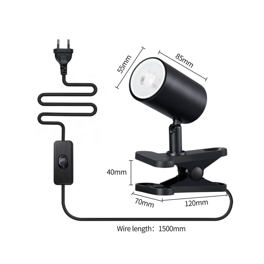 Klämlampa PUNTO 1xGU10/9W/230V svart