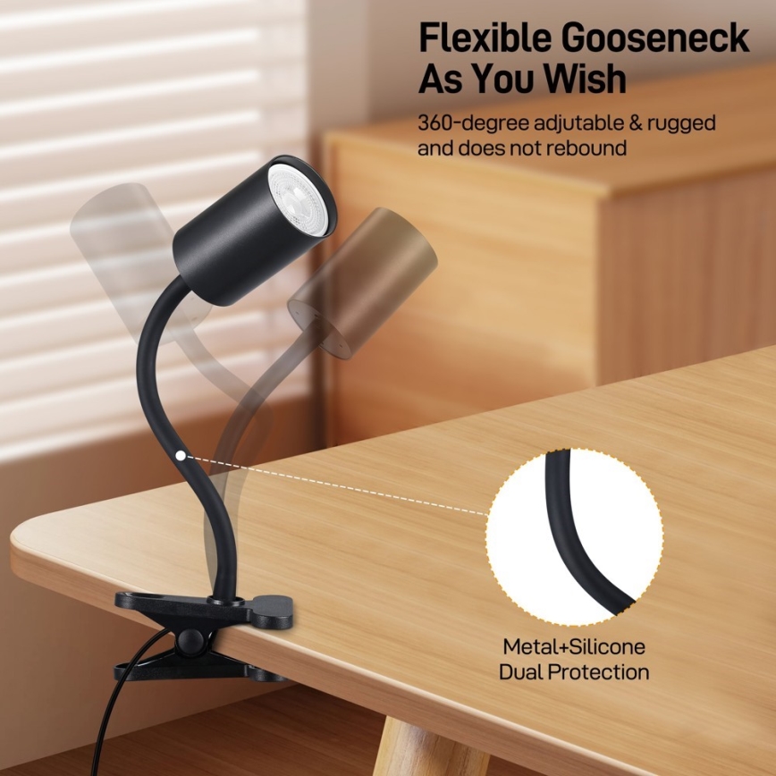 Flexibel klämlampa PUNTO 1xGU10/9W/230V svart