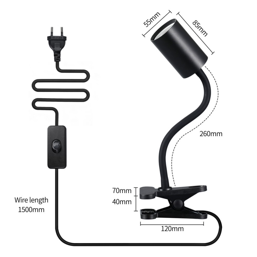 Flexibel klämlampa PUNTO 1xGU10/9W/230V svart