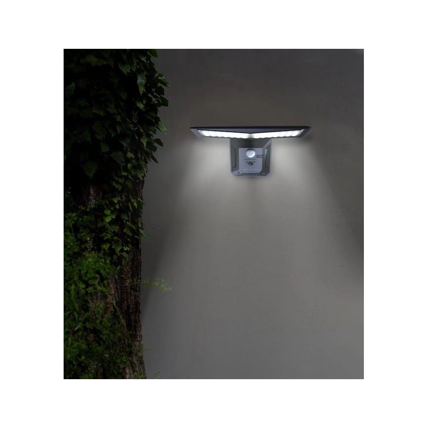 LED solcell väggbelysning med sensor LED/2,6W/5,5V IP65 1800 mAh svart