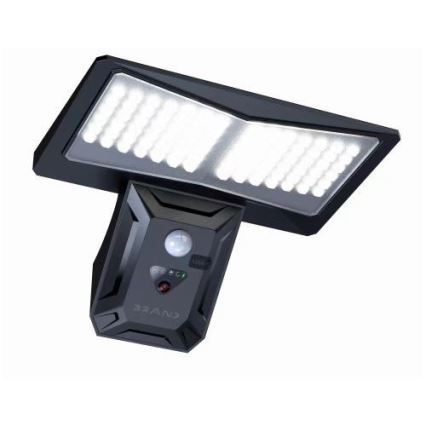 LED solcell väggbelysning med sensor LED/2,6W/5,5V IP65 1800 mAh svart
