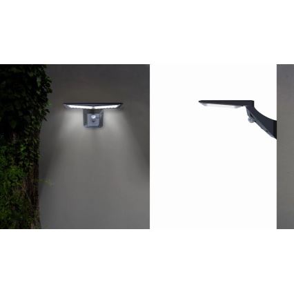 LED solcell väggbelysning med sensor LED/2,6W/5,5V IP65 1800 mAh svart