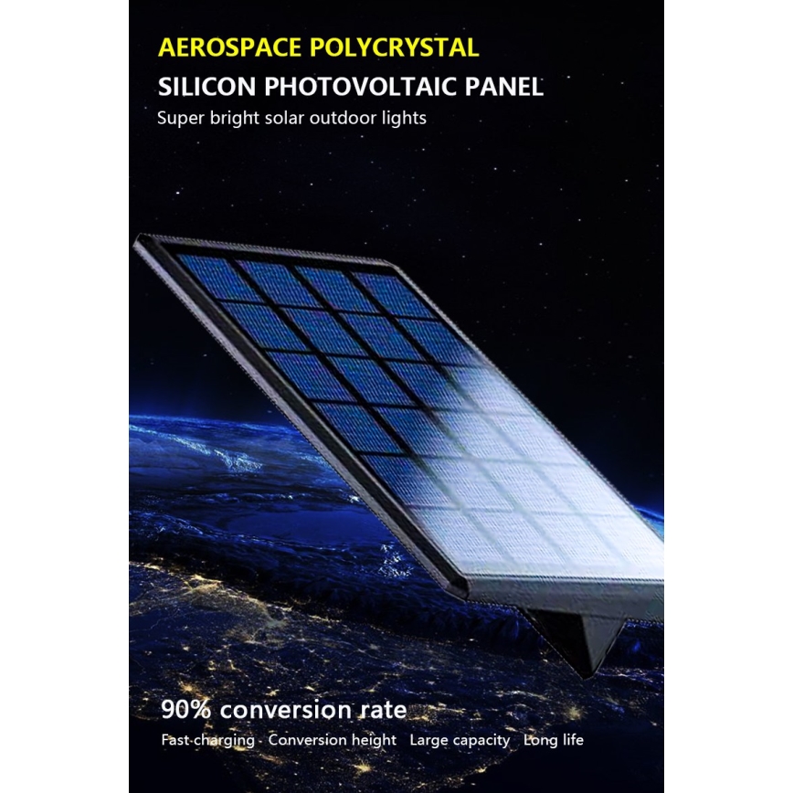 LED solcell väggbelysning med sensor LED/2,6W/5,5V IP65 1800 mAh svart