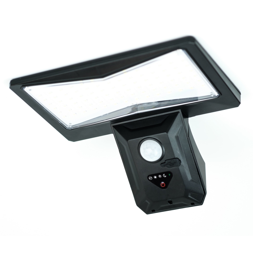 LED solcell väggbelysning med sensor LED/2,6W/5,5V IP65 1800 mAh svart