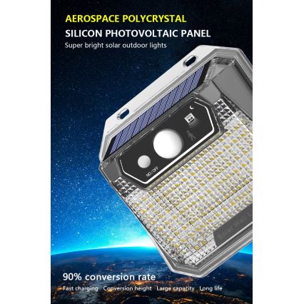 LED solcell väggbelysning med sensor LED/3W/5,5V IP65 1200 mAh