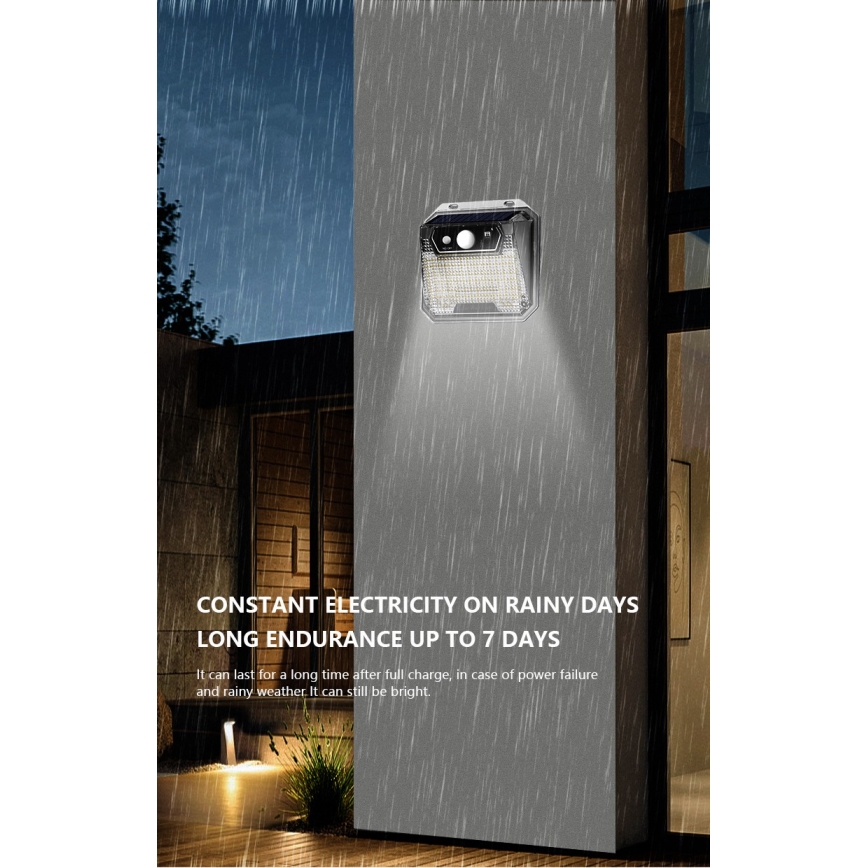 LED solcell väggbelysning med sensor LED/3W/5,5V IP65 1200 mAh
