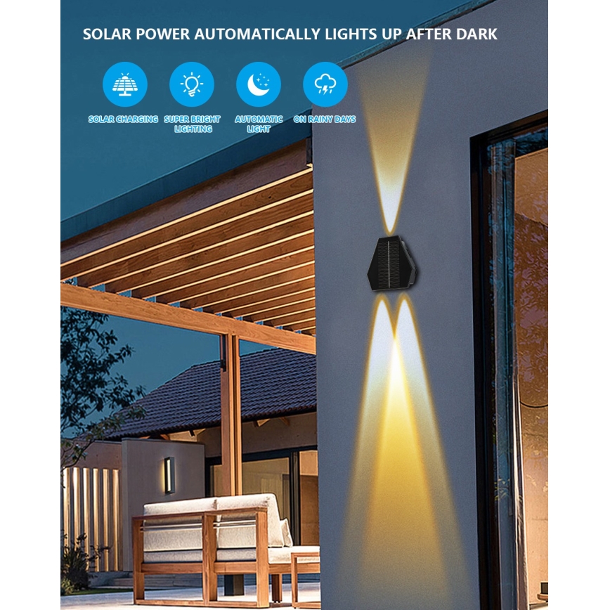 LED solcellsvägglampa med sensor LED/2W/5V IP54 1300 mAh