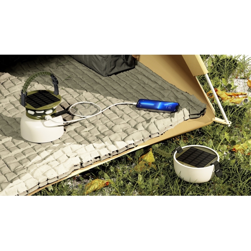 LED RGB Bärbar solcells-laddningslampa med LED-slinga LED/10W/5V 3600 mAh IP65 3600 mAh