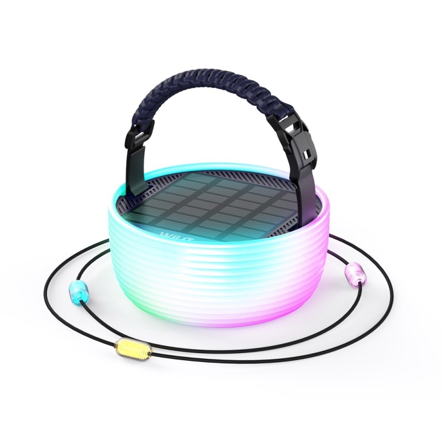 LED RGB Bärbar solcells-laddningslampa med LED-slinga LED/10W/5V 3600 mAh IP65 3600 mAh