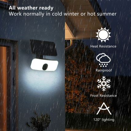 LED Solcellsvägglampa med sensor LED/13W/3,7V 4000K IP65 400 mAh