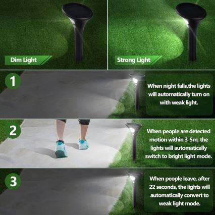 LED solcellslampa med sensor LED/1W/3,7V 6000K IP65 1500 mAh