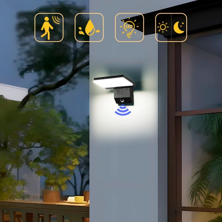 LED utomhusvägglampa med inbyggd rörelsesensor MODERN LED/18W/230V IP65