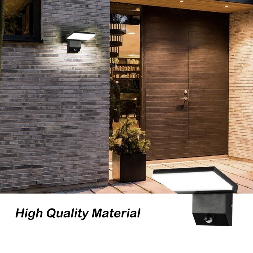 LED utomhusvägglampa med inbyggd rörelsesensor MODERN LED/18W/230V IP65