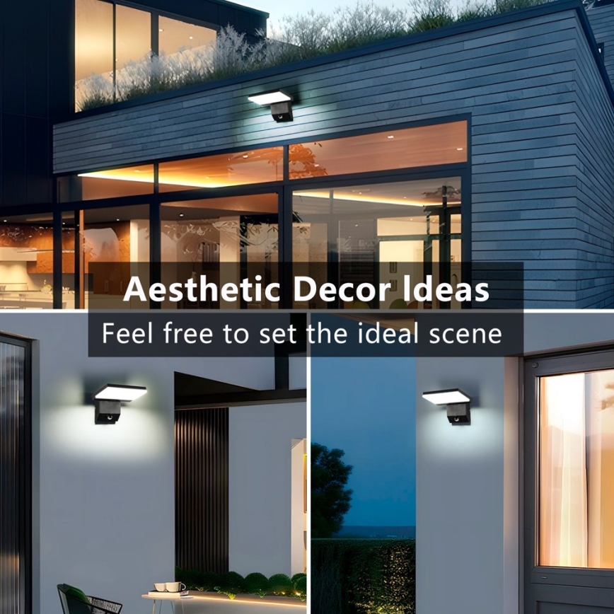 LED utomhusvägglampa med inbyggd rörelsesensor MODERN LED/18W/230V IP65