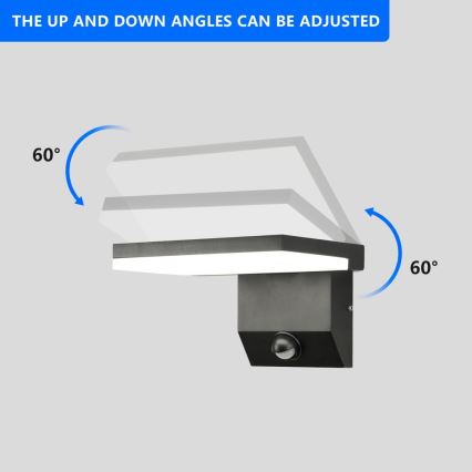 LED utomhusvägglampa med inbyggd rörelsesensor MODERN LED/18W/230V IP65