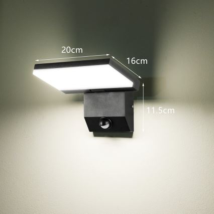 LED utomhusvägglampa med inbyggd rörelsesensor MODERN LED/18W/230V IP65