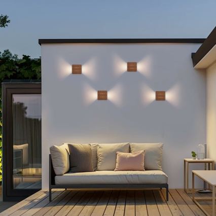 LED utomhusvägglampa LUXLINE 6W/230V 3000K IP54 valnöt
