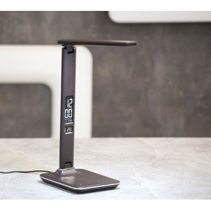 Immax 08930L - LED Dimbar Bordslampa med skärm KINGFISHER LED/9W/230V/12V svart