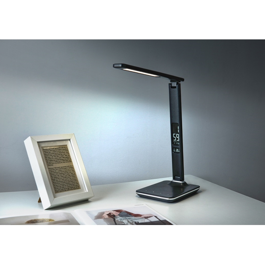 Immax 08930L - LED Dimbar Bordslampa med skärm KINGFISHER LED/9W/230V/12V svart